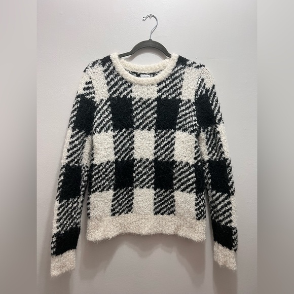 J. Crew Bouclé buffalo-check sweater Black / White Size Small - Picture 1 of 4